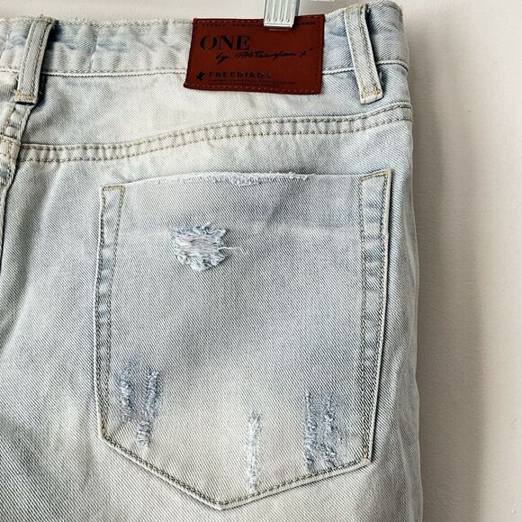 One X One Teaspoon Low Waist Short Jeans Rise Rigid Skinny Leg Light Blue 30 - Picture 7 of 10